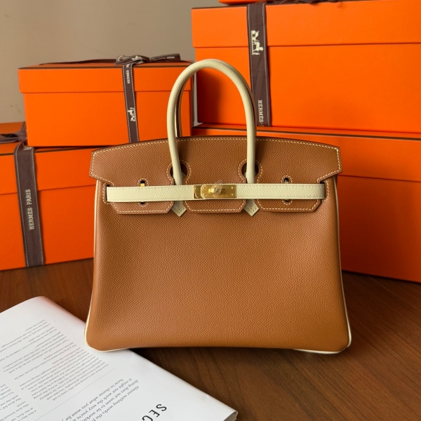 【エルメス HERMES】バーキン25 ヴォーエプソン ゴールド (37) ゴールド金具（100％手縫）